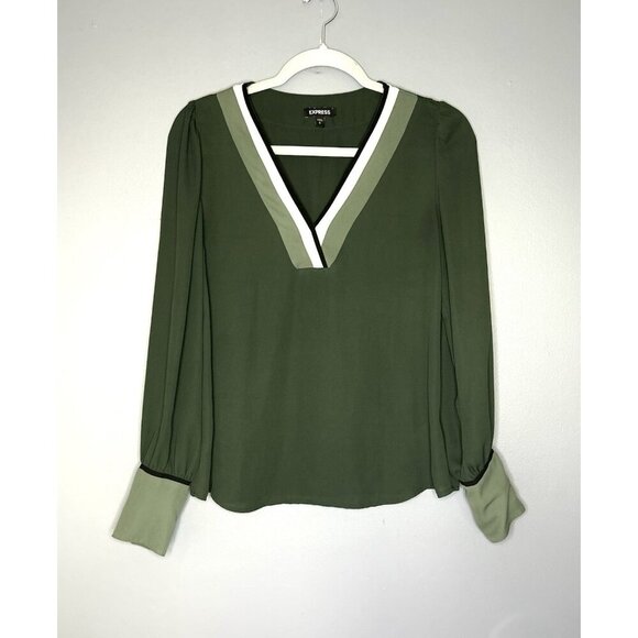 Express Chiffon Blouse Womens S Button Cuff Flowy Gorgeous Office Staple Career - Picture 1 of 10